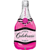 Шар фигура Бутылка шампанского розовая